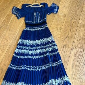 Self Portrait Maxi dress accordion pleated skirt and sleeves